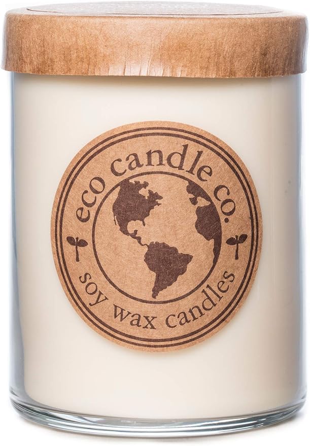 ECO CANDLE CO. Recycled Candle, Bourbon Vanilla, 18 oz. Double Wick - Scents of Bourbon, Vanilla, Tonka Bean, Cedarwood, & Cardamom - 100% Soy Wax, No Lead, Kraft Paper Label & Lid, Hand Poured - Bloomnest
