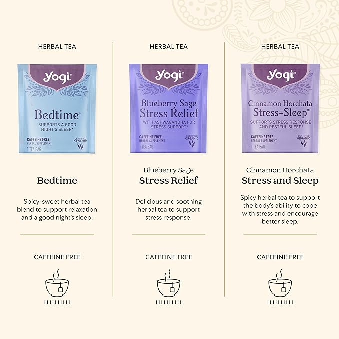 Yogi Relaxation Sampler Box (32 Tea Bags) - 8 Favorite Herbal Teas for Stress Relief & Sleep - Organic & Caffeine Free - Bloomnest