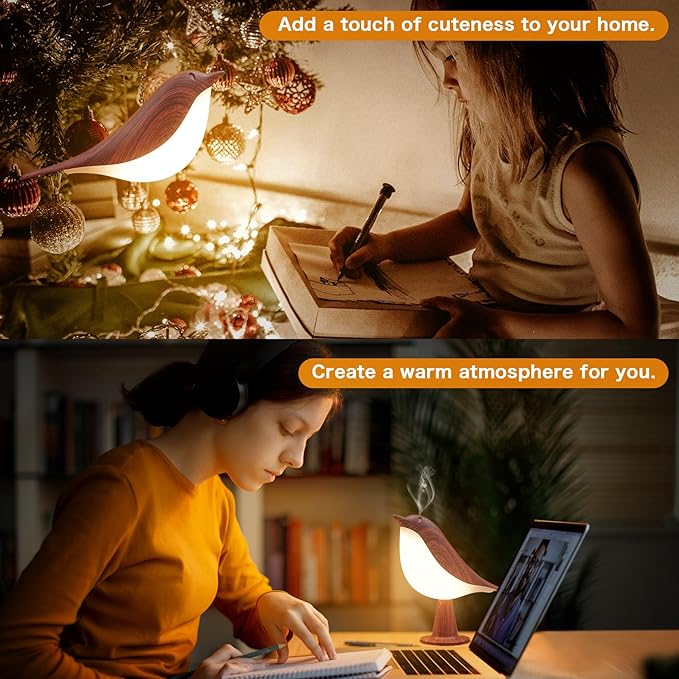 VViN 2 in 1 Small Desk Lamp, Bird Cordless Table Lamp with 3 Color Temperature Dimmer and Touch Sensor - Rechargeable Battery Night Light for Kids, Bedroom, Bedside, and Outdoor Use - Bloomnest