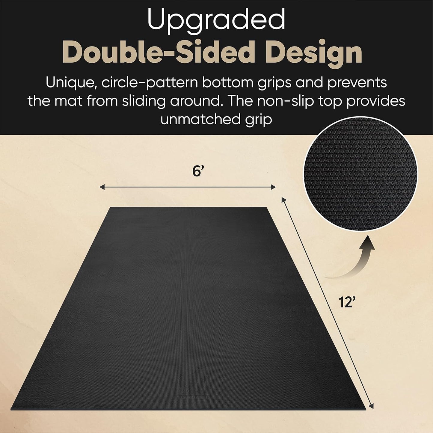 Gorilla Mats Premium Large Yoga Mat – 6' x 4' x 8mm Extra Thick & Ultra Comfortable, Non-Slip Barefoot Exercise Mat – Works Great on Any Floor for Stretching, Cardio or Home Workouts