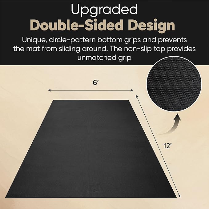 Gorilla Mats Premium Large Yoga Mat – 6' x 4' x 8mm Extra Thick & Ultra Comfortable, Non-Slip Barefoot Exercise Mat – Works Great on Any Floor for Stretching, Cardio or Home Workouts - Bloomnest
