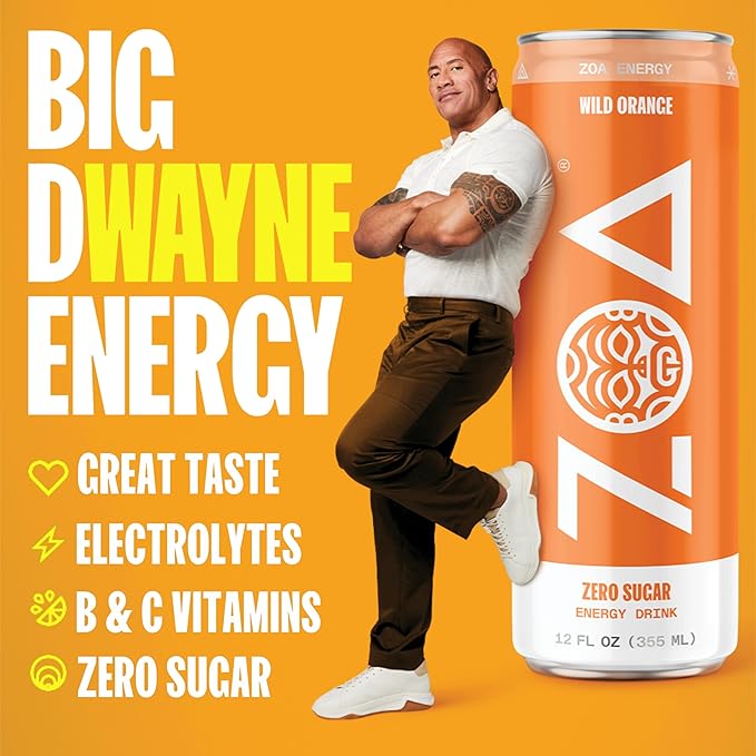 ZOA Zero Sugar Energy Drinks, Wild Orange - Sugar Free with Electrolytes, Healthy Vitamin C, Amino Acids, Essential B-Vitamins, and Caffeine from Green Tea - 12 Fl Oz (12-Pack) - Bloomnest