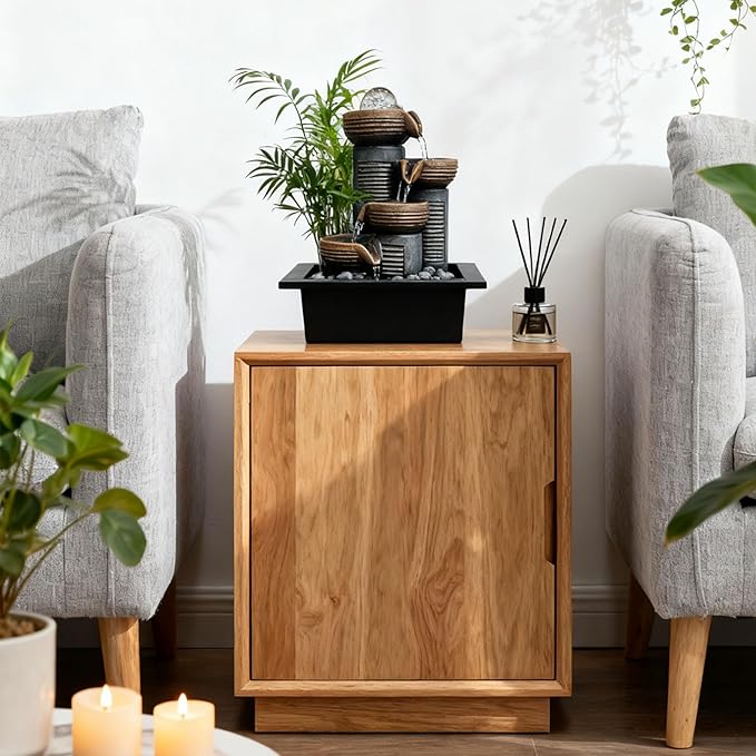 Soothing 4-Tier Tabletop Fountain with led Crystal Ball - Indoor Waterfall Fountain for Desk, Perfect Zen Decor for Office, Home, or Gift, Featuring Quiet Pump and Compact Design GIDITA