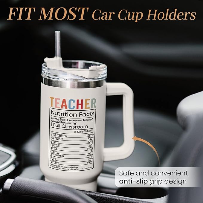 SANDJEST Teacher Appreciation Gifts - It Takes a Big Heart 40oz Stainless Steel Tumbler with Handle - Thank You Gift for Teacher's Day & Graduation - Bloomnest