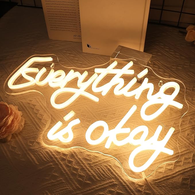 Attivolife Everything Neon Sign for Wall Decor, Light up Inspire LED Lamp with Dim USB Powered, Encourage Gifts Unique Decor for Home Living Room Shop Teahouse Birthday Christmas Day - Bloomnest