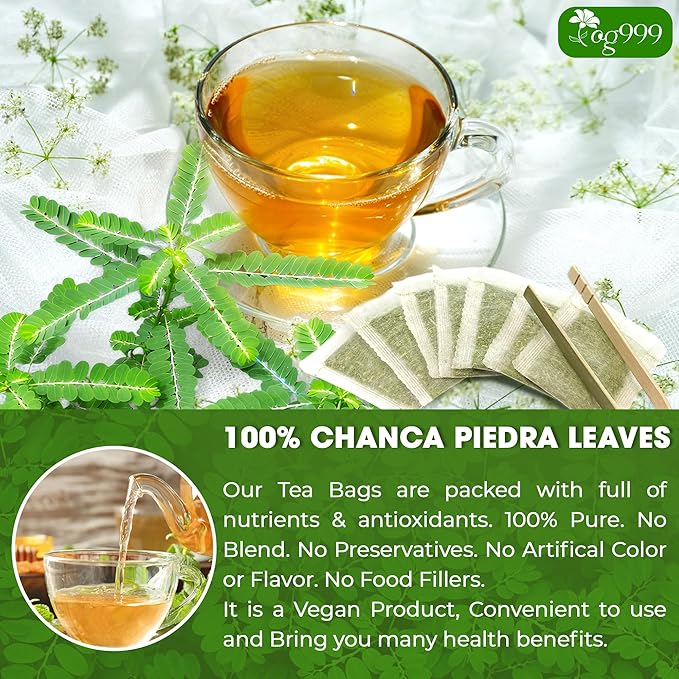 TOG999, Premium 120 Chanca Piedra Leaf Tea Bags, 100% Natural & Pure from Chanca Piedra Leaves. Loose Leaf Chanca Piedra Herbal Tea. Made with Natural Material Tea Bags. No Sugar, No Caffeine, No Gluten, Vegan. - Bloomnest