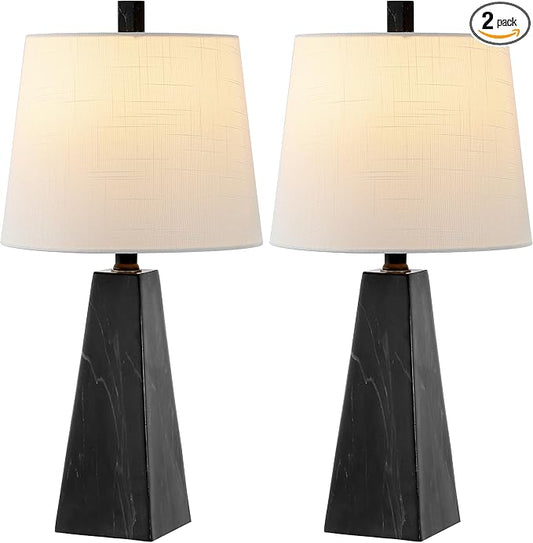 JONATHAN Y JYL1037D-SET2 Owen 20.5" Resin LED Table Lamp Contemporary, Office, Living Room, Family Room, Dining Room, Bedroom, Hallway, Foyer, Black Marble Finish (Set of 2) - Bloomnest