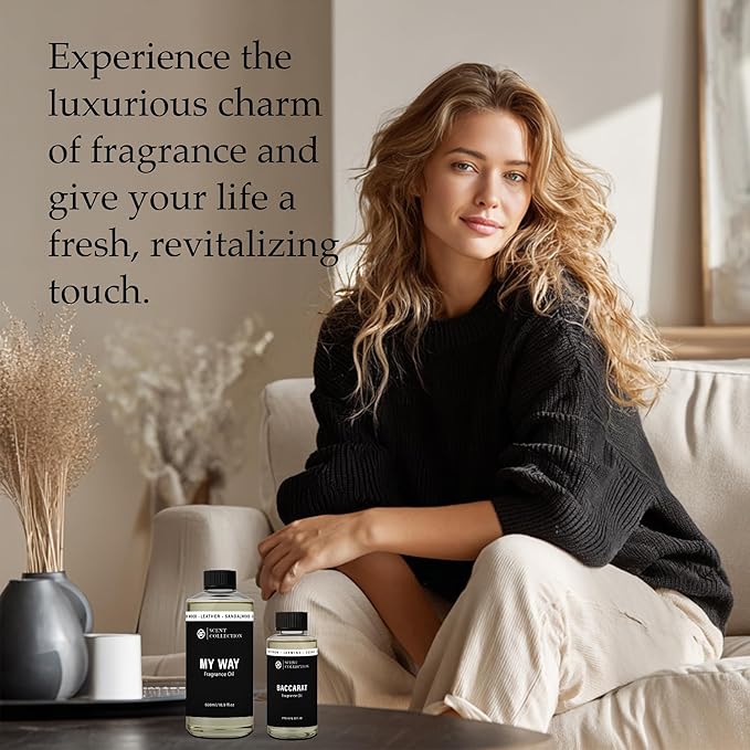 Luxury Hotel Scent My Way Diffuser Oil Waterless Essential Aromatherapy for Cold Air & Car Diffusers – Long Lasting Refill for Large Room & Home - Signature Sandalwood (200ml/6.76Fl oz) - Bloomnest