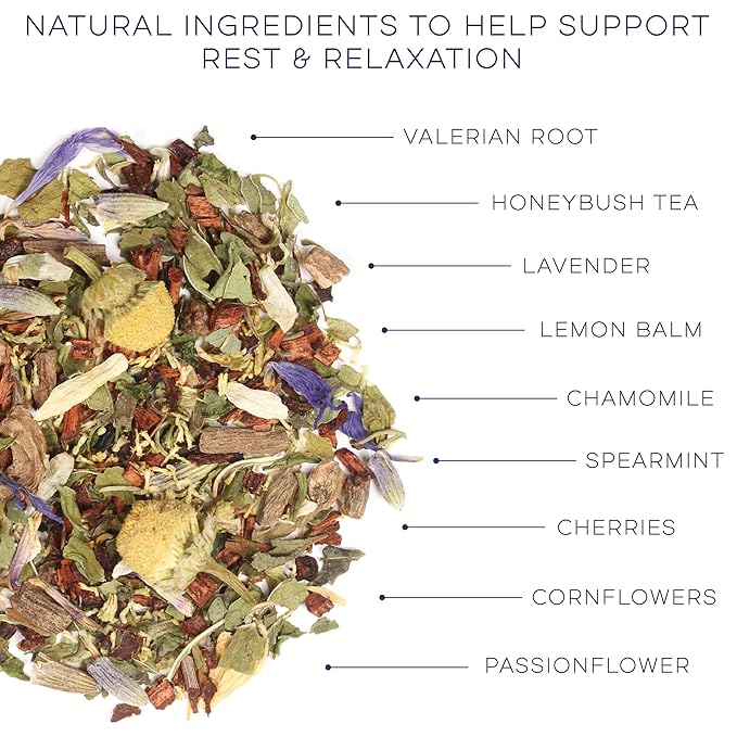 Dreamy Night Sleep Tea (1.65 oz, Pack of 18 Tea Bags) – Sleepytime Calming Caffeine Free Tea Herbal Blend with Valerian Root, Chamomile, Lemon Balm, Passionflower and Lavender for Bedtime - Bloomnest