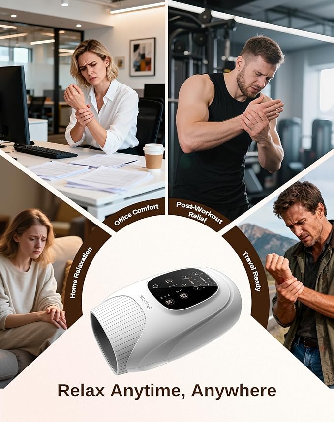 arboleaf Hand Massager with Heat and Compression, Gifts for Women Men Mom Dad, 6 Modes and 3 Heating Options, Cordless & Powerful Hand Massager for Finger, Wrist, Palmand Lower Forearm - Bloomnest