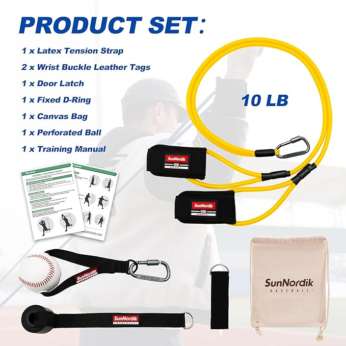 Resistance Bands for Pitchers, Baseball & Softball Training Equipment for Improving Arm Strength & Pitching Training, Baseball Pitching Bands for All Skill Levels - Bloomnest