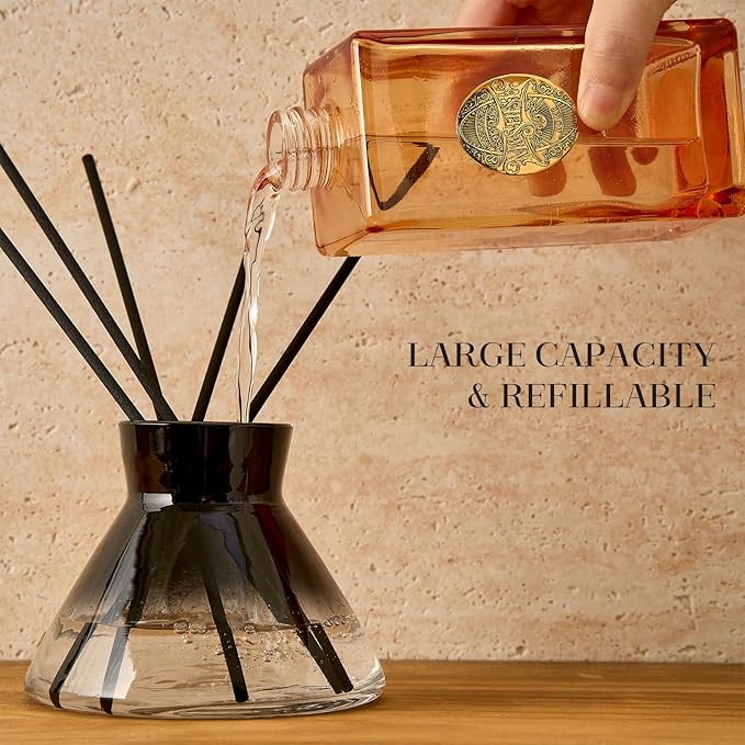 M&SENSE 6.3 oz Large Reed Diffuser Set | Creamy Vanilla Scent Oil Diffuser with Sticks | Hotel Collection Non-Toxic Essential Oil |for Bedroom Bathroom Living Room MSENSE