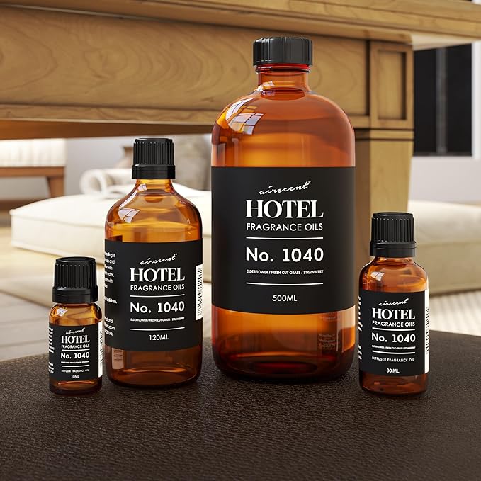 AirScent 50 Central Park Ritzy Hotel Fragrance No. 1040 - Elderflower Fresh Cut Grass Strawberry - Hotel Diffuser Oil for Ultrasonic and Waterless Diffusers and Crafting - 30 mL, 1 fl oz Bottle - Bloomnest