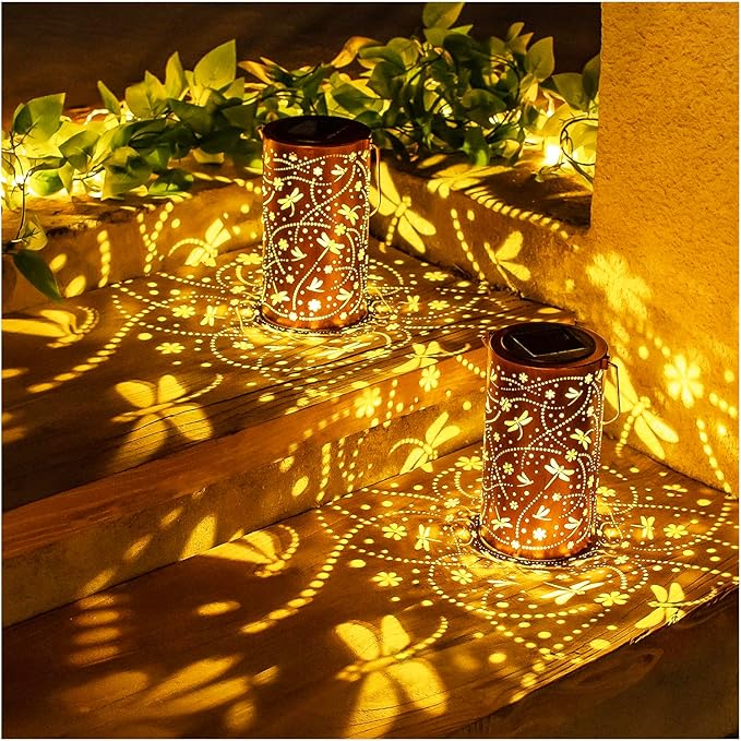 Dragonfly Solar Lanterns Outdoor Waterproof Hanging Solar Lights Dragonfly Gifts for Women Men Metal Decorative LED Dragonfly Lanterns for Garden Decor,Yard,Patio,Lawn,Tabletop,Pathway,Landscape - Bloomnest