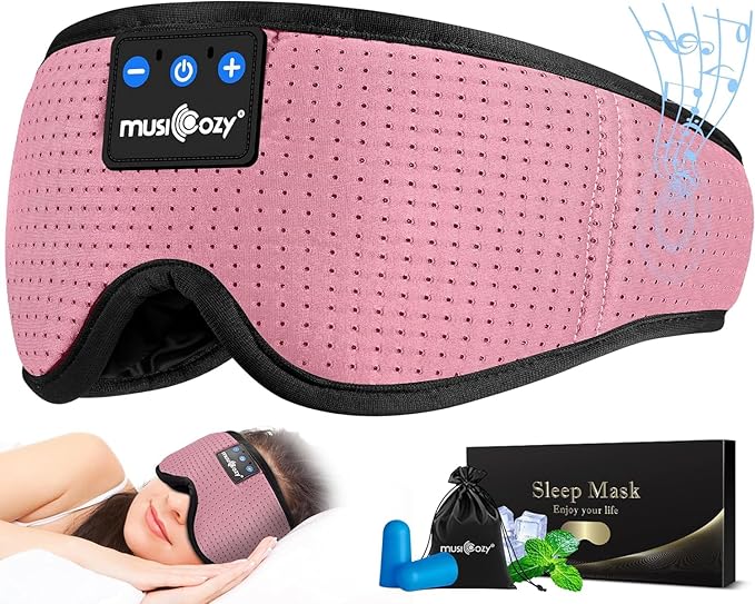MUSICOZY Sleep Headphones Bluetooth Sleep Eye Mask for Sleeping, Headband Wireless Sleeping Masks Headphones, Earbuds for Side Sleepers Men Women with Speakers Cool Tech Gadgets - Bloomnest