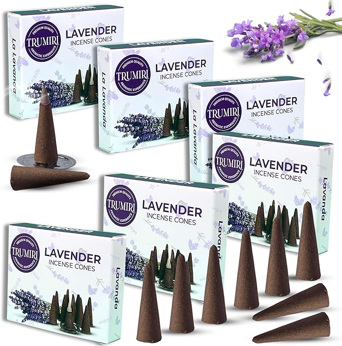 Lavender Incense Cones - Total 60 Cone Incense - Six Packs of 10 Insence Cones - Incense Cones Scented - Cone Incense Scents - Insense Cones - Inscent Cones TRUMIRI