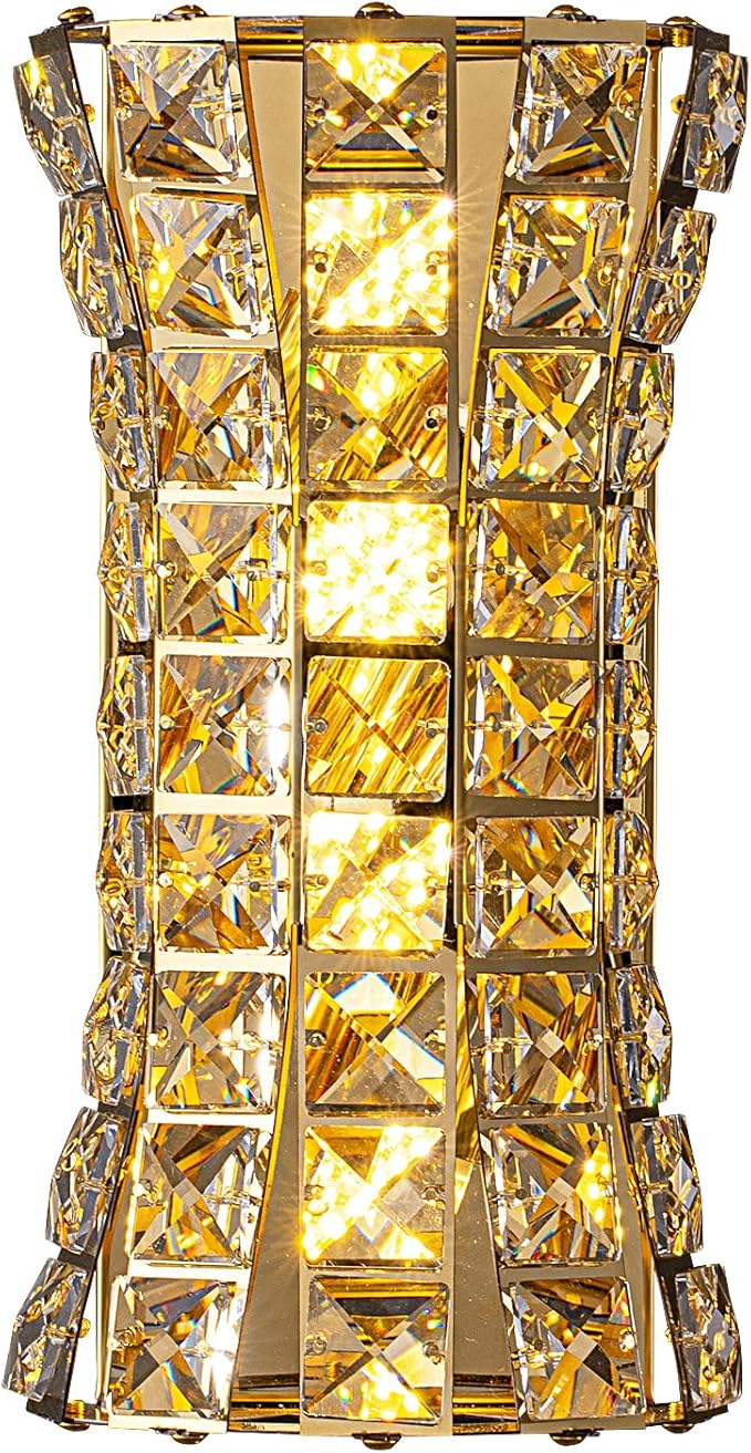 Crystal Wall Sconces,Modern Wall Light Fixtures for Living Room Bedroom Bathroom Hallway Doorway Stairway,Bedside,Tricolor Vanity Lighting Fixture - Bloomnest