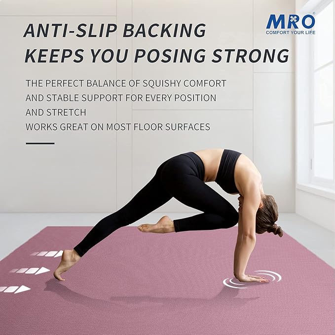 MRO Extra Large Yoga Mat, 12'x6'/9'x6'/7'x5'/6'x4' (9MM) Extra Wide and Thick Exercise Mats for Home Gym Workout, Non-Slip, Soft for Women and Men Fitness, Ideal for Barefoot Yoga, Pilates, stretching - Bloomnest