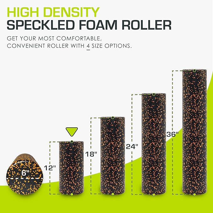 ProsourceFit High Density Foam Rollers 12 - inches Long, Firm Full Body Athletic Massage Tool for Back Stretching, Yoga, Pilates, Post Workout Muscle Recuperation, Black/Blue - Bloomnest