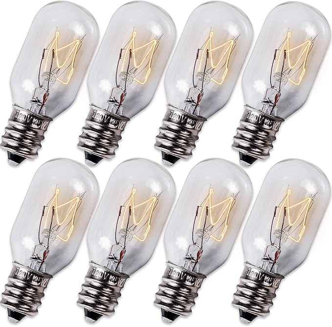 BlueStars E12 T20 Salt Lamp Bulb 120V 15W, 2700K Warm White, E12 Candelabra Base for Himalayan Salt Rock Lamps & Baskets, Scentsy Plug-in Wax Warmers, Night Lights - Pack of 8 - Bloomnest