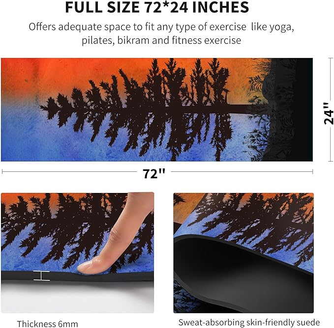nuveti Yoga Mat Print Extra Thick TPE Non Slip Fitness Exercise Mat with Carrying Bag,72"x24" Extra Thick 6MM Exercise & Workout Mat for Yoga, Pilates Fitness and Floor Exercises - Bloomnest