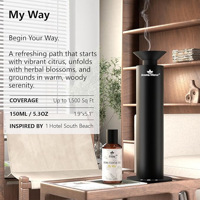 Hotel Scent Essential Oil - My Way - Luxury Hotel Inspired Home Aromatherapy Diffuser Oil - Lemon, Bergamot, Orange Blossom- for Diffuser, Humidifier, Ultrasonic, Reed - 150ML - Bloomnest