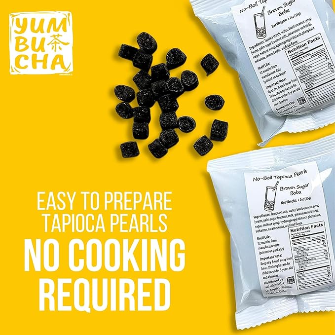 YUMBUCHA Boba Kit Set - DIY Bubble Tea - 20 Drinks - Reusable Stainless Steel Flask & Straw, Brown Sugar Tapioca Pearls - Exquisite Loose Leaf Teabags - Strawberry Oolong and White Peach Oolong Tea - Bloomnest