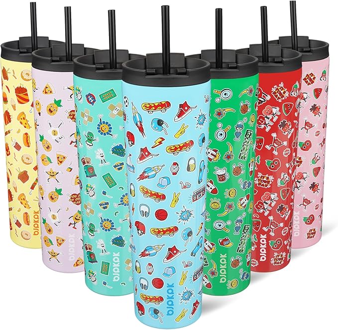 BJPKPK 34oz Insulated Tumbler With lid And Straw Stainless Steel Tumblers Travel Coffee Mug Reusable Thermal Cup,Playground - Bloomnest