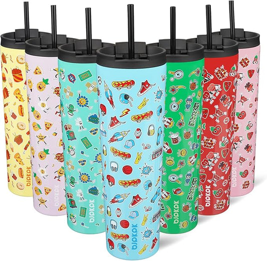 BJPKPK 34oz Insulated Tumbler With lid And Straw Stainless Steel Tumblers Travel Coffee Mug Reusable Thermal Cup,Playground - Bloomnest