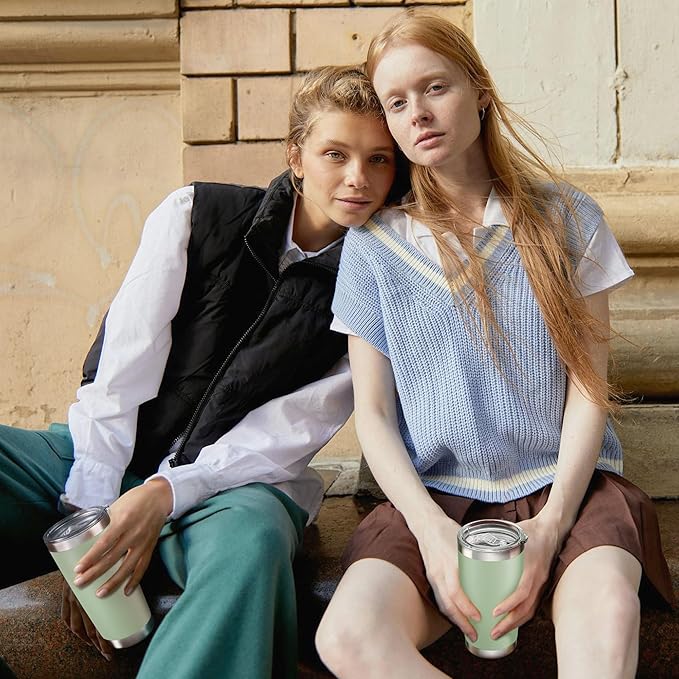 20 oz Tumbler with Lid Stainless Steel Double Wall Vacuum Insulated Tumblers Powder Coated Cups Travel Mug Keep Drinks Cold and Hot, Sagebrush Green