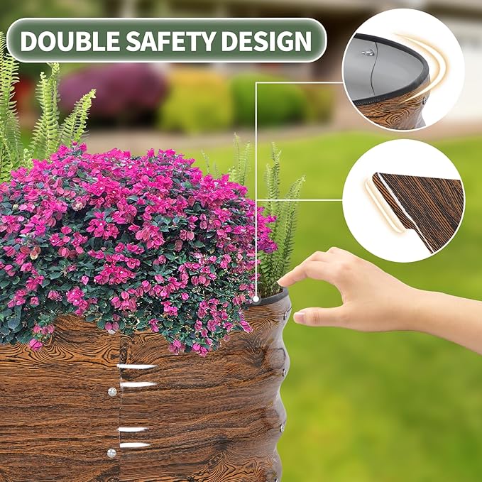 1MORE Galvanized Raised Garden Bed- Planter Garden Boxes Outdoor, Raised Beds for Gardening, 4x2x1ft Metal Garden Bed Kit for Vegetables Flower, Planter Raised Beds with Tools.Grain-2pack - Bloomnest