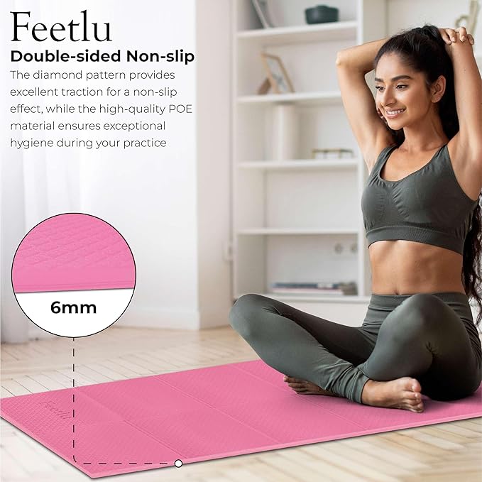 Foldable Yoga Mat, 6mm Thick, Lightweight, Anti-Slip, and Easy to Store – Perfect for Travel, Yoga, Pilates, Home Workouts, and Floor Exercises - Bloomnest