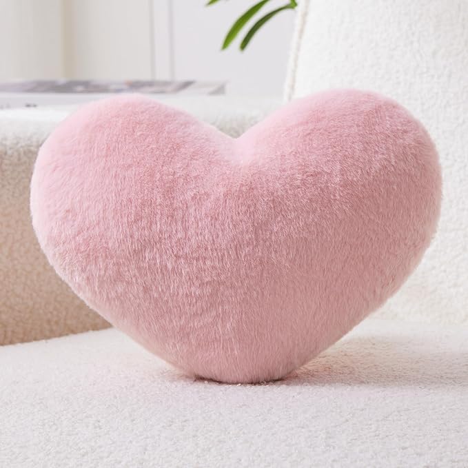 Petrella Throw Pillows Heart Pillow Cute Fuzzy Pillows for Bed Livingroom Home Decor Cushion Decorative Aesthetic Preppy Pillows Pink1,Small 13"x10" - Bloomnest