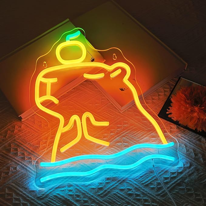 Attivolife Capybara Sign for Wall Decor, Light up Cute Animal Shape LED Lamp with Dim USB Powered, Unique Home Children's Bedroom Business Shop Bar Party Decor Birthday Christmas Day Gift for Kids - Bloomnest
