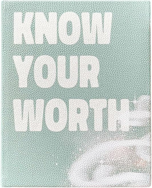 Know Your Worth Workbook by Angie Bellemare: Transformational Self-Growth & Mindset Journal for Women | 277-Page Full-Color Hardcover with 12 Chapters + 31-Day Challenge | Vegan Pebble-Leather Edition - Bloomnest