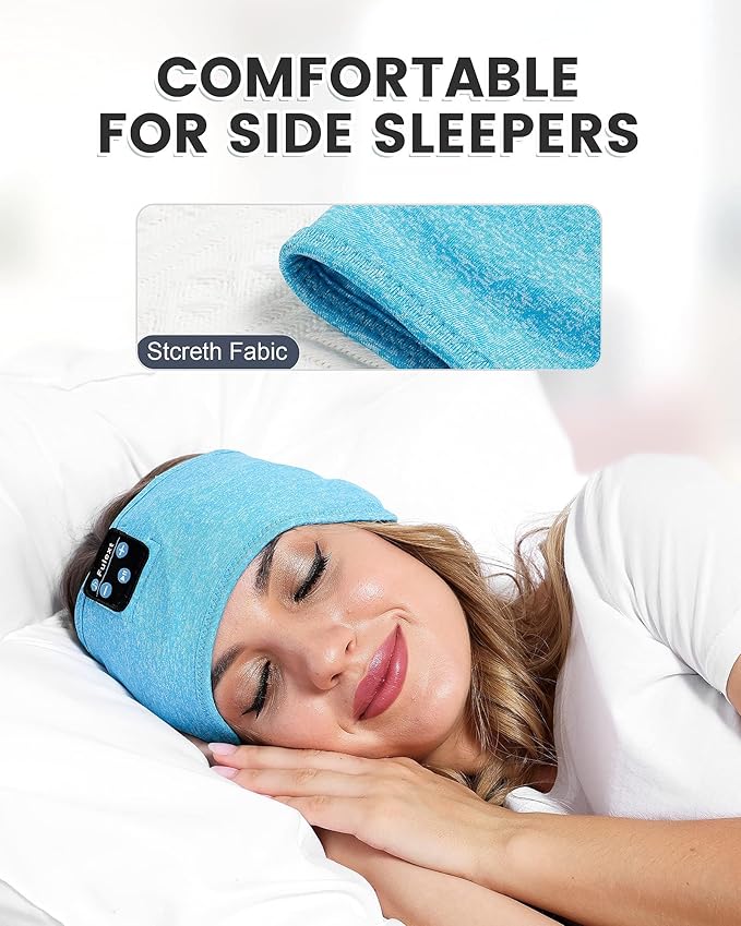 Sleep Headphones Bluetooth Headband, Perytong Upgrage Soft Sleeping Wireless Music Sport Headbands, Long Time Play Sleeping Headsets with Built in Speakers - Bloomnest