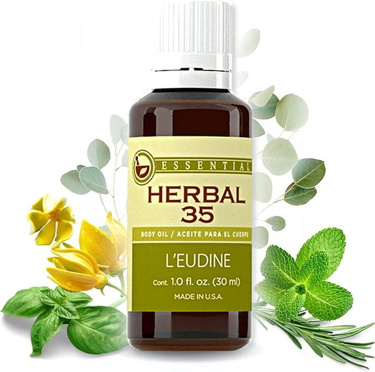 L’EUDINE Herbal 35 Essential Oil Diffuser & Skin - Diffuser Oils Scents for Home - Peppermint Essential Oil with Lavender, Eucalyptus, Lemongrass & More – Luxury Aromatherapy & Wellness, 1 Fl Oz - Bloomnest