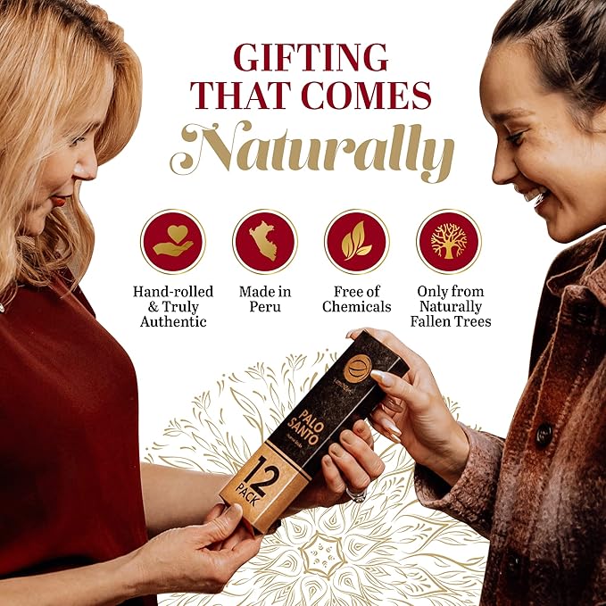 Large Palo Santo Incense Sticks (12 Pack) - Long Burning Handmade Natural Incense for Bad Energy Cleansing from Peru - Thick Palo Santo Resin Sticks LotsOfZen