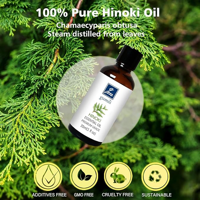 Hinoki Essential Oil 1 Oz – 100% Pure Natural Hinoki Oil for Diffuser, Skin, Hair, Massage & DIY, Refreshing Woodsy Aroma - Bloomnest