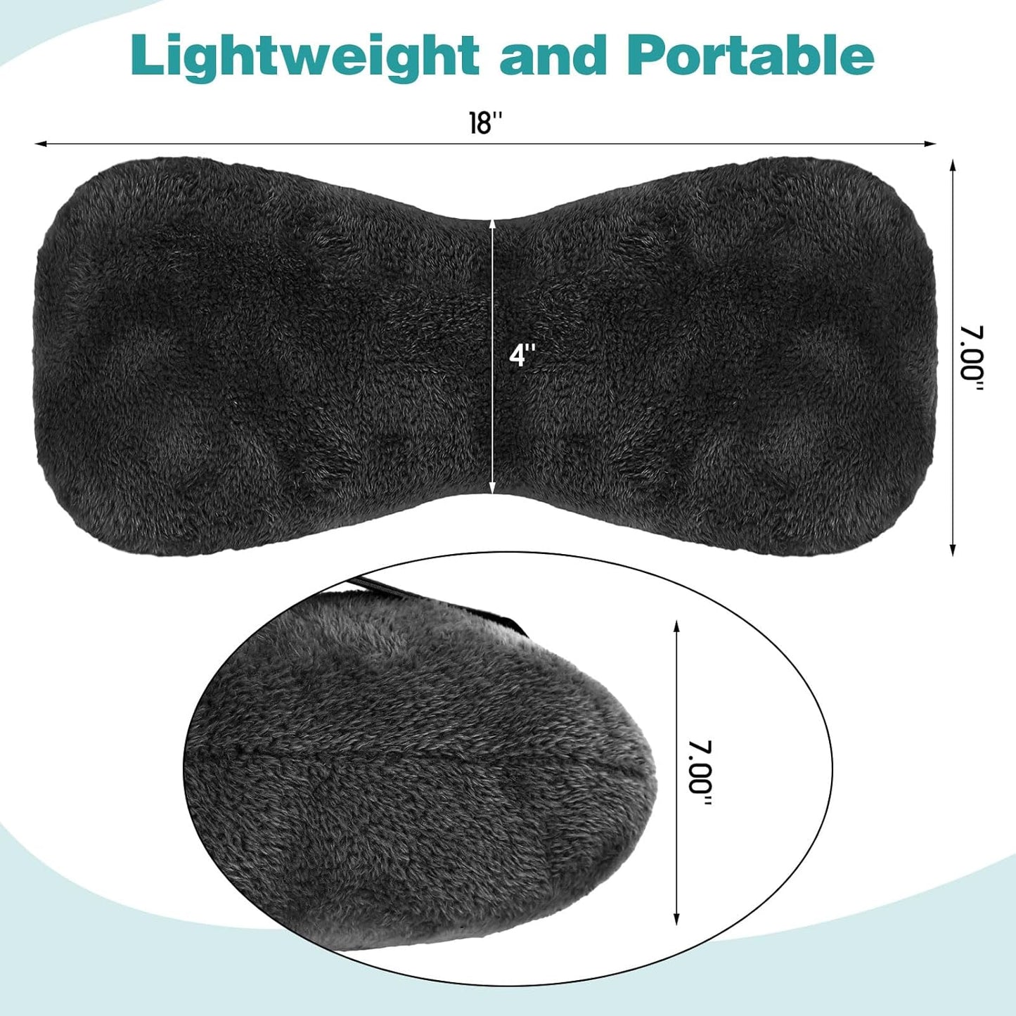 1 Pc Neck Pillow for Recliner Headrest Pillow Bone Shaped Chair Plush with Adjustable Strap Neck Support and Pain Relief Curve Head Cushion for Car Travel Airplane (Black)