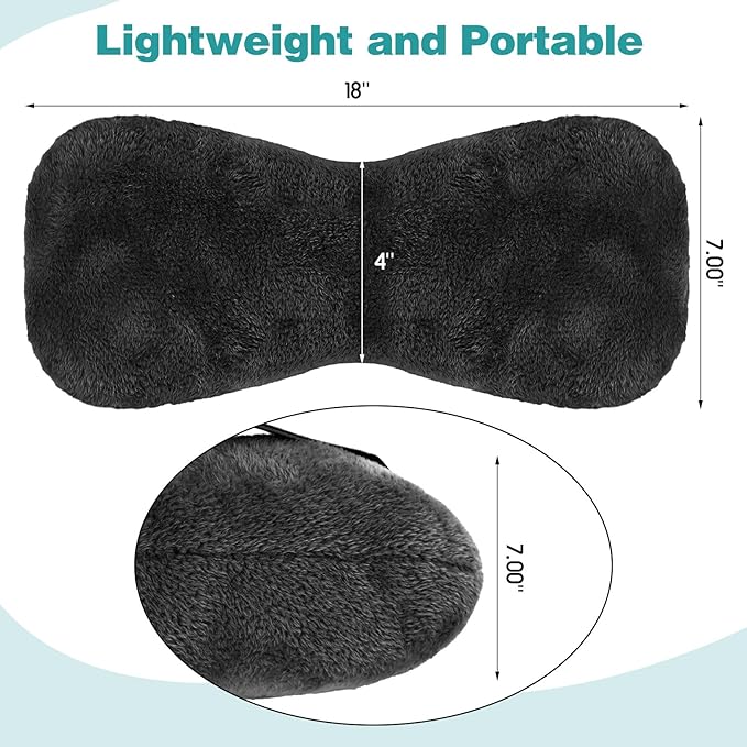 1 Pc Neck Pillow for Recliner Headrest Pillow Bone Shaped Chair Plush with Adjustable Strap Neck Support and Pain Relief Curve Head Cushion for Car Travel Airplane (Black) - Bloomnest