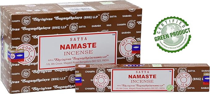 EARTH Satya Namaste Incense Sticks 15 GMS (Pack of 12) (Green Certified) Indian Perfumed Hand Rolled Agarbatti Perfect for Worship,Relaxation, Medication. Earth