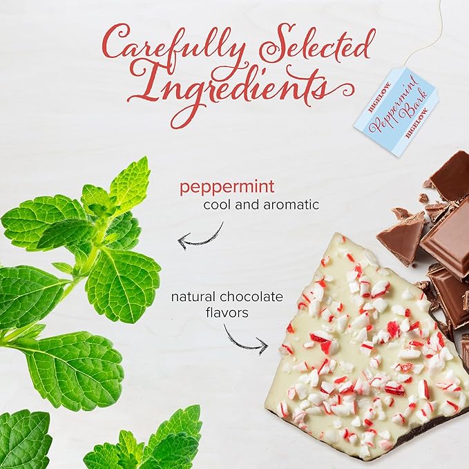 Bigelow Tea Peppermint Bark Herbal Tea, Caffeine Free Tea with Peppermint and Chocolate, Holiday and Christmas Tea, 18 Count Box (Pack of 6), 108 Total Tea Bags - Bloomnest