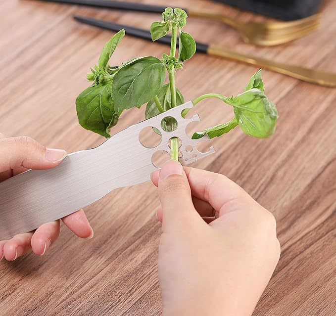 Herb Stripper Stainless Steel Kitchen Herb Leaf Stripping Tool Metal Herb Pealer LooseLeaf Kale Razor for Kale, Chard, Collard Greens, Thyme, Basil, Rosemary - Bloomnest