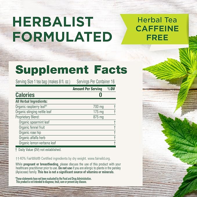 Traditional Medicinals Tea, Organic Pregnancy Tea, Supports a Healthy Pregnancy, Raspberry Leaf and Spearmint, 16 Bags (Pack of 2) - Bloomnest