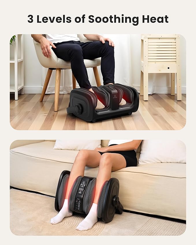 COMFIER Shiatsu Foot Massager with Heat, Calf Massager for Plantar Fasciitis, Kneading/Vibration/Compression Feet Massager, Remote Control, Up to Size 14, Gifts for Women Men - Bloomnest