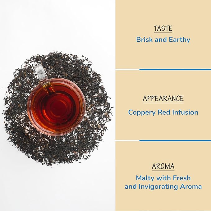 BREWIX, Assam Black Tea Leaves (50+ Cups, 3.53oz/100g) High Caffeine Gluten Free | Strong and Malty | Loose Leaf | Resealable Bag | Perfect for Strong Morning Tea - Bloomnest