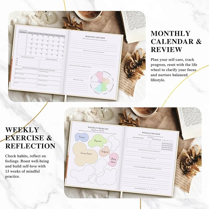 Lanpn Self Care Journal for Women, Self Love Guided Journals with Prompts, Daily Reflection Wellness & Gratitude Planner, 5 Minute Mental Health Notebook, Mindfulness Mood Log, 240 Pages Lanpn