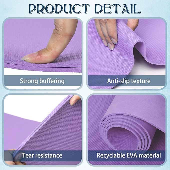 10 Pack Yoga Mats Bulk, 68'' x 24'' x 4mm Thick Yoga Mats for Kids and Adult Gym Mats Bundle Latex Free Exercise Mats with Non Slip Texture for Outdoor Yoga, Pilates or Workout (Multicolor) - Bloomnest
