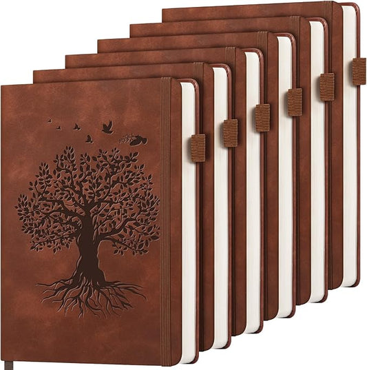 6 Pack Lined Journal Notebook for Women Men, A5 Hardcover Leather Journals for Writing, 200 Pages Thick Paper, Daily Journal Notebook for Work, School, Note Taking, Business, Travel, College Ruled - Bloomnest
